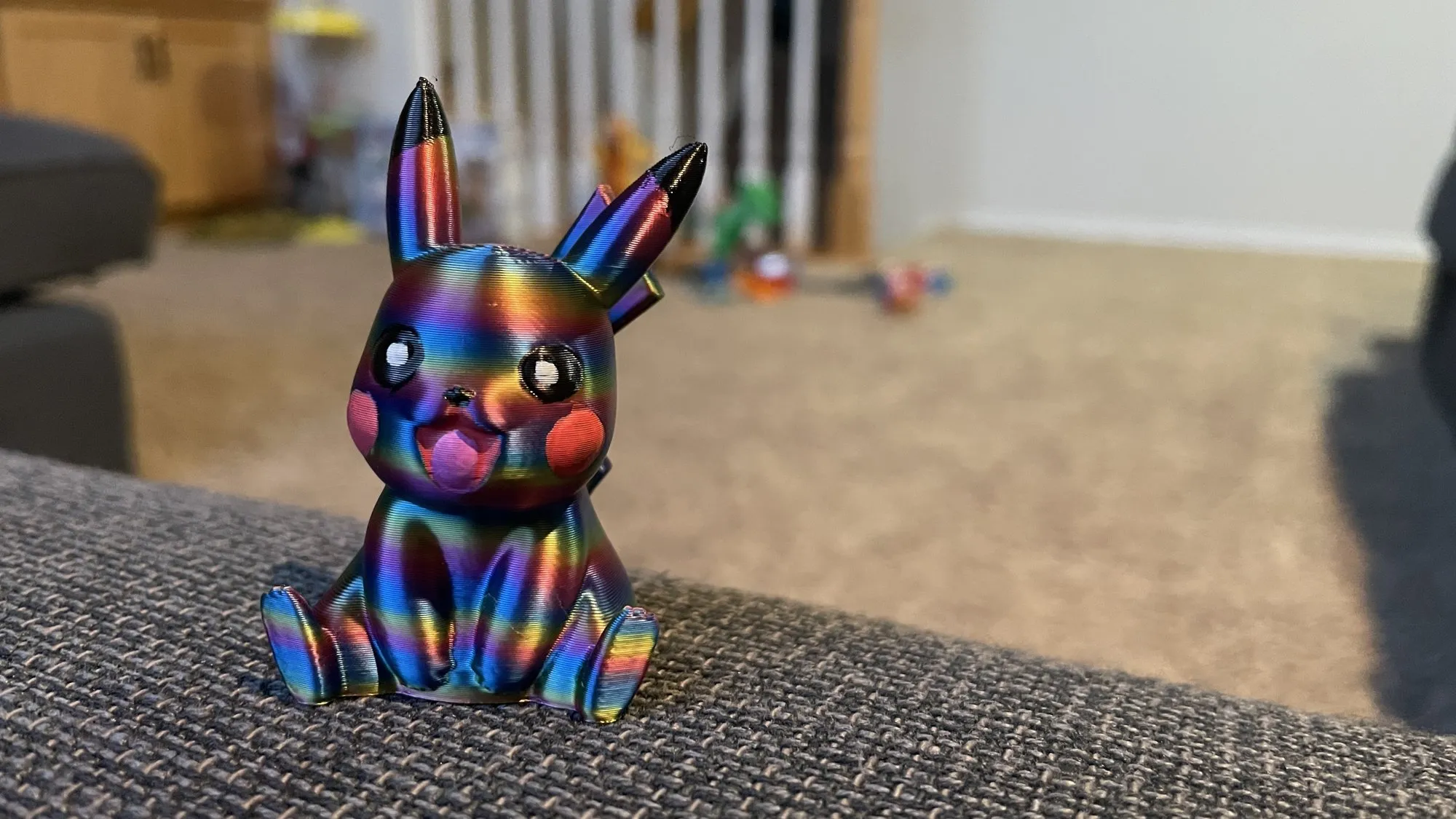 A rainbow-silk cartoon mouse print